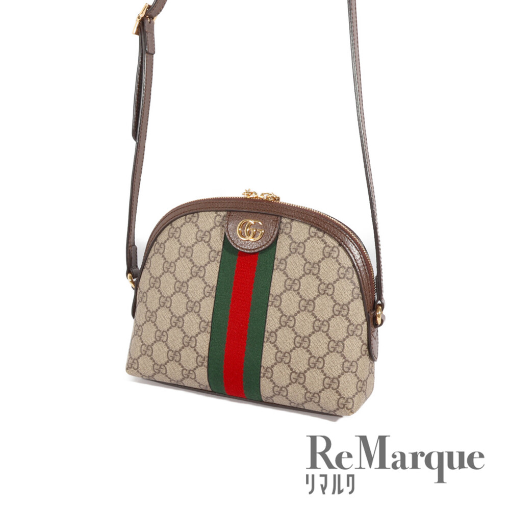 GUCCI GG Supreme Ophidia Shoulder Bag Beige Leather Crossbody